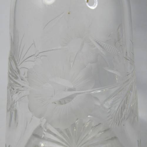 Beautiful vintage glass decanter with silver plated rim