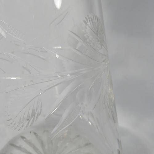 Beautiful vintage glass decanter with silver plated rim