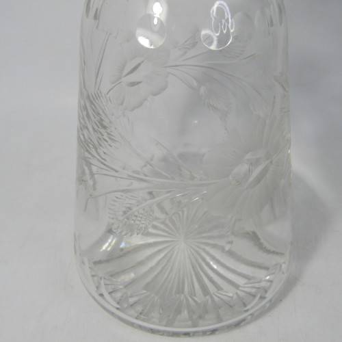 Beautiful vintage glass decanter with silver plated rim