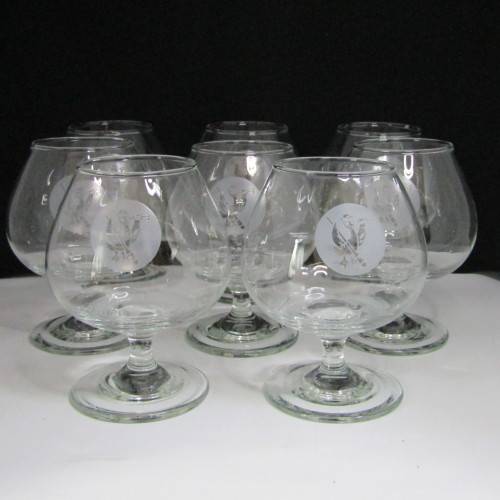 Set of 8 vintage SA Womans Auxiliary Naval Service (SWAN) cognac glasses - circa 1970`s