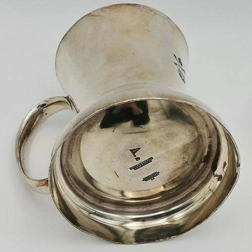 South African Parliament pre 1953 silver plated mug by Walker and Hall
