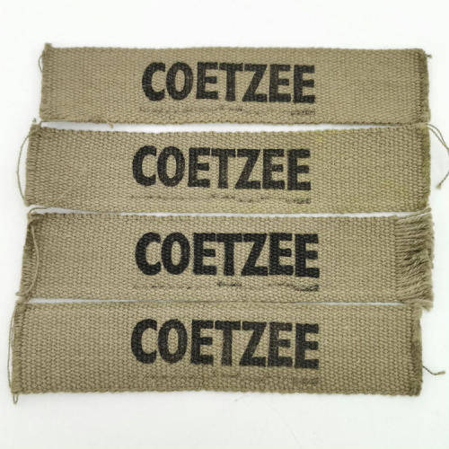 Lot of SA Army Coetzee name tags
