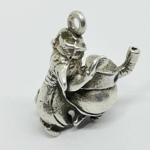 Vintage silver penguin with stove charm for bracelet