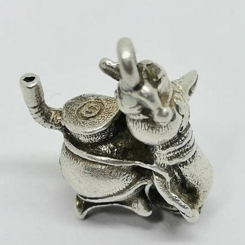 Vintage silver penguin with stove charm for bracelet