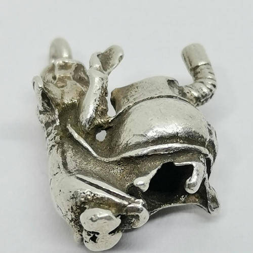 Vintage silver penguin with stove charm for bracelet