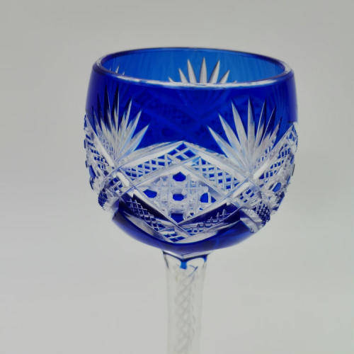 Pair of Vintage Coloured Crystal Liqueur glasses