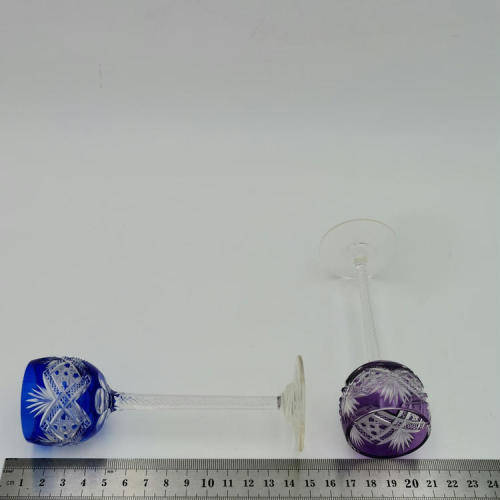 Pair of Vintage Coloured Crystal Liqueur glasses