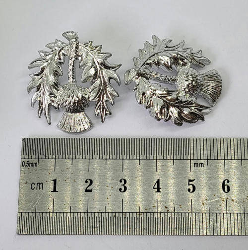 Pair of Scottish thistle collar badges