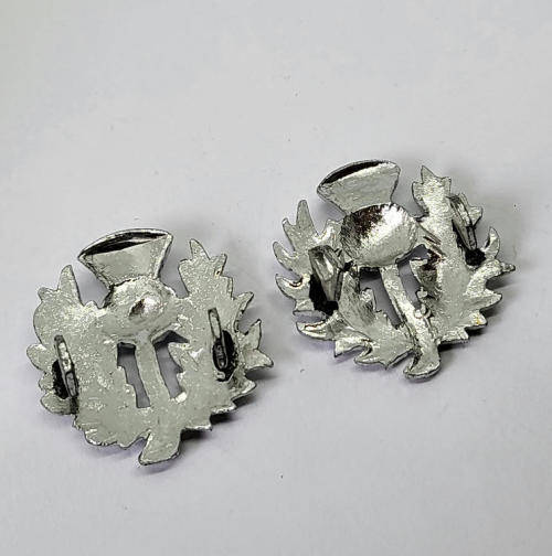 Pair of Scottish thistle collar badges
