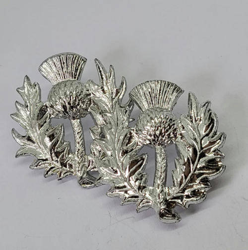Pair of Scottish thistle collar badges
