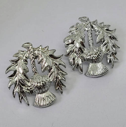 Pair of Scottish thistle collar badges