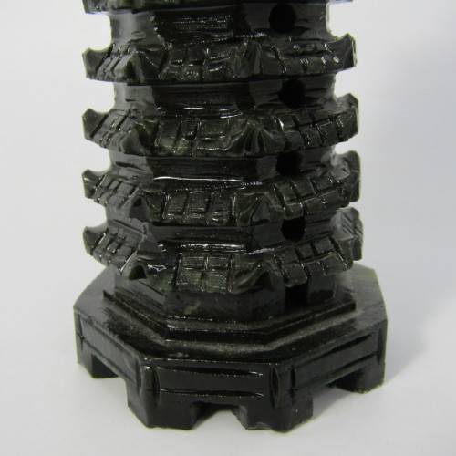 Vintage Jade stone carving of Tower of Chinese Immortals of Wisdom