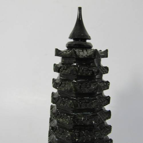 Vintage Jade stone carving of Tower of Chinese Immortals of Wisdom