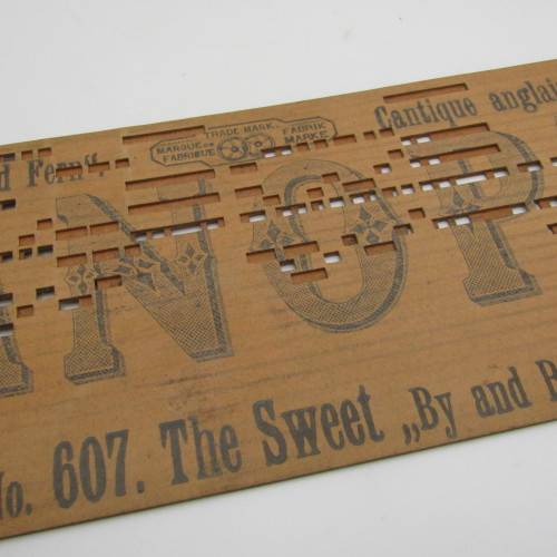 Punched Media MANOPAN music box strip - No. 607- The Sweet `By & B`- Late 1800`s