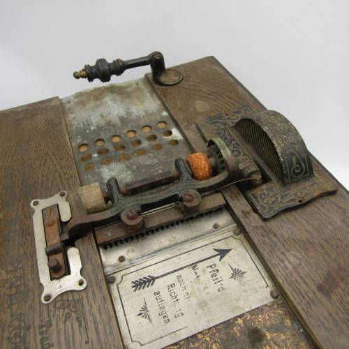 Antique Boleine hand crank manopan organ music box with music punch cards