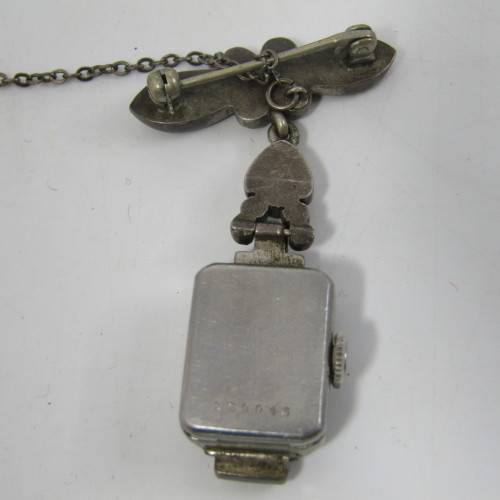 Beautiful vintage Cyma nurses Marcasite fob watch - Not working