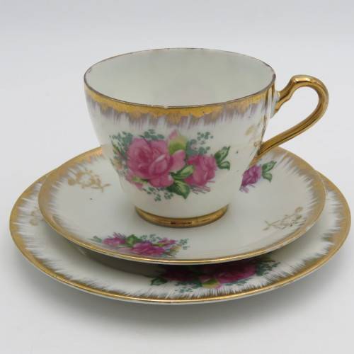 Floral Design Porcelain tea trio