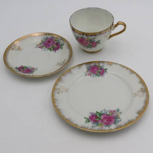 Floral Design Porcelain tea trio