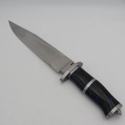 Large handmade fixed blade Bowie knife by Riaan Ras with certificate