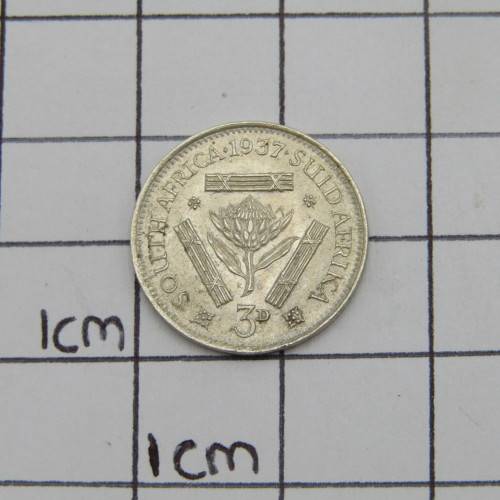 1937 3d. Three Pence South African Tickey Coin - full lustre uncirculated