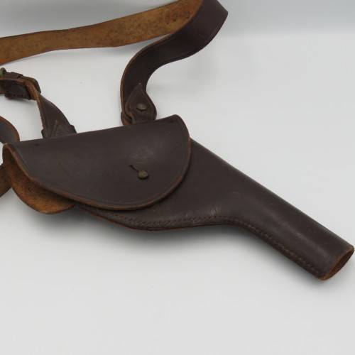Old Military leather gun holster with strap