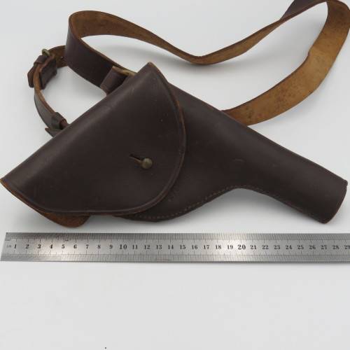 Old Military leather gun holster with strap