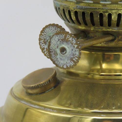 Vintage brass paraffin lamp with funnel and glass shade ( Height - 46 cm)