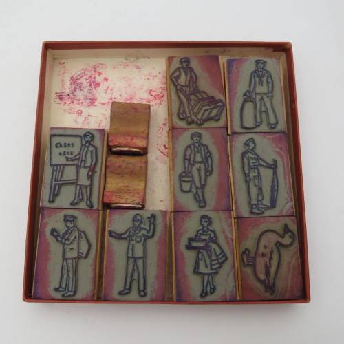Lot of 9 rubber stamps - Vintage
