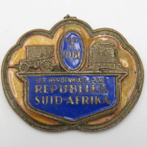 Pair of 1961 Replublic Festival pin badges - one pin missing