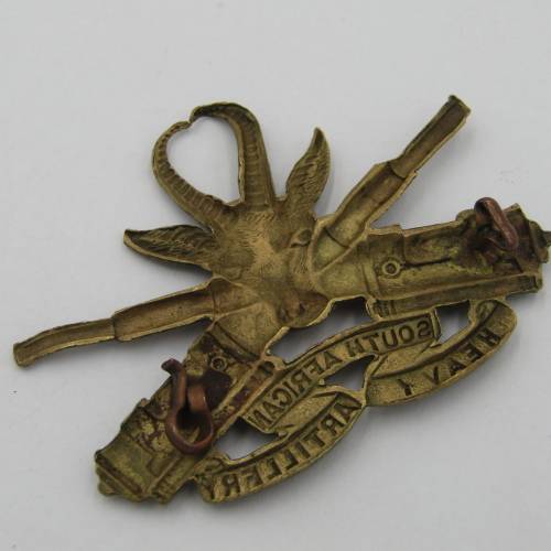 South African Heavy Artillery cap badge - Lugs bended