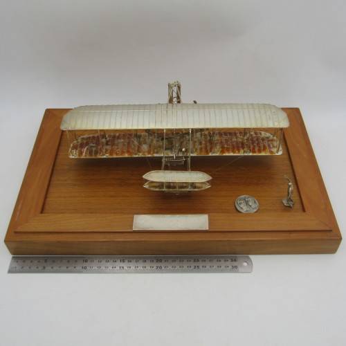 Silver Wright Brothers Aeroplane Replica - Model #583/1000