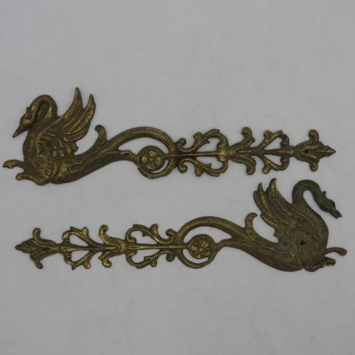 Set of antique brass door decoration pieces