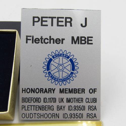 Lot of Rotary International items that belonged to Peter J Fletcher - including some silver pins