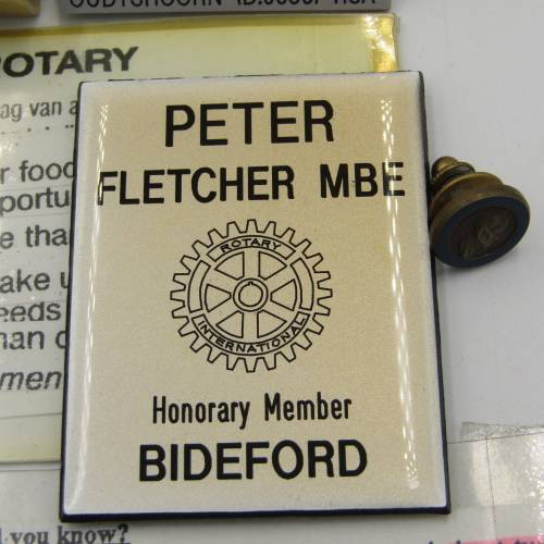Lot of Rotary International items that belonged to Peter J Fletcher - including some silver pins