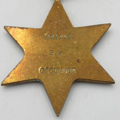 WW2 The Africa star issued to 243443 B.W O`Connor
