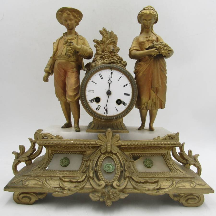 1880`s French Bronze Vintners mantel clock