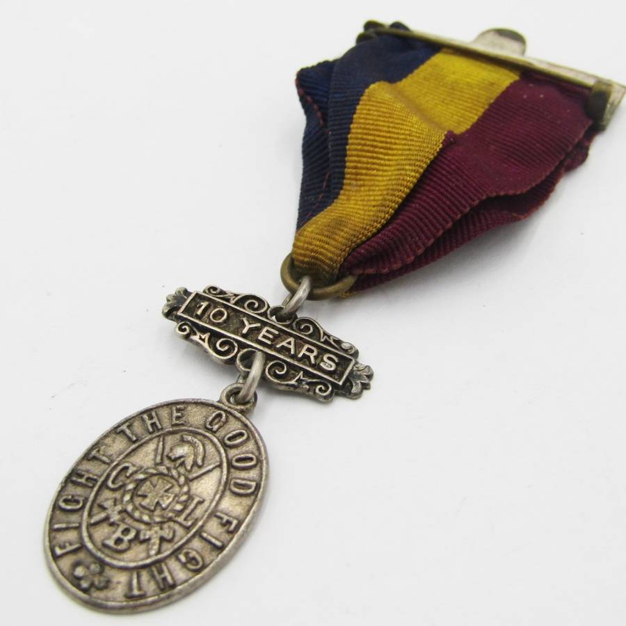 10 Years Church Lads Brigade service medal - sterling silver