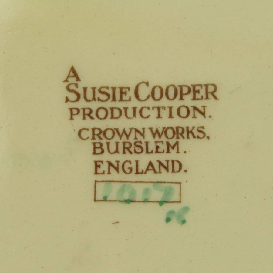 Susie Cooper tea set with teapot, milk jug, sugar bowl and cake plate