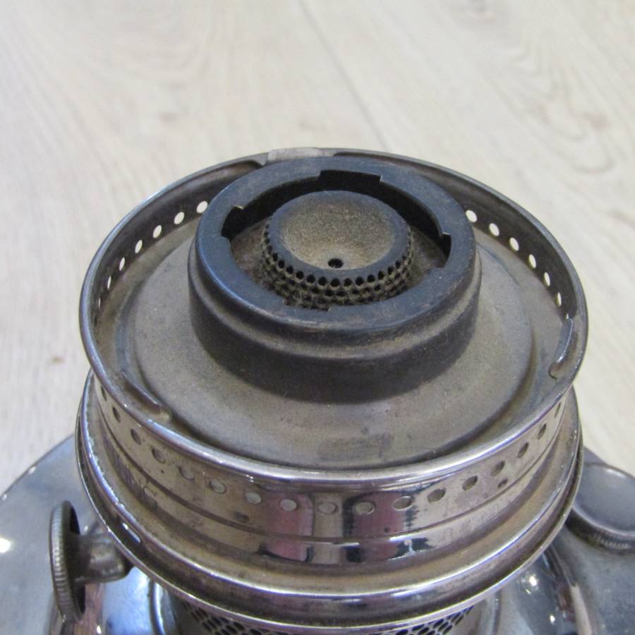 Vintage Aladdin paraffin lamp with original glass funnel - some cracks