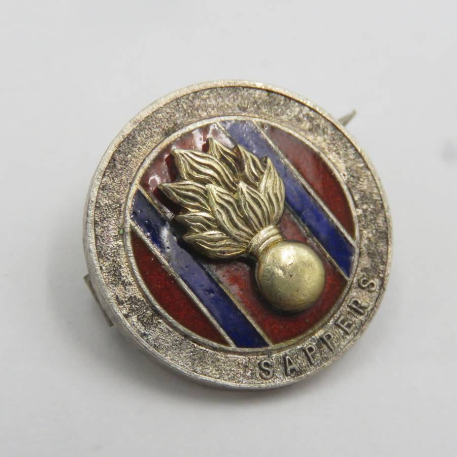 SA Engineers Corps ( SAPPERS) sterling silver lapel pin badge #4759