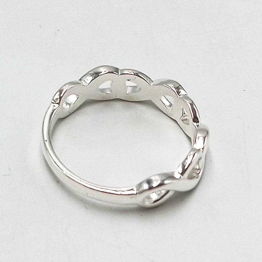 Sterling silver ring with infinity designs - size O - 3g