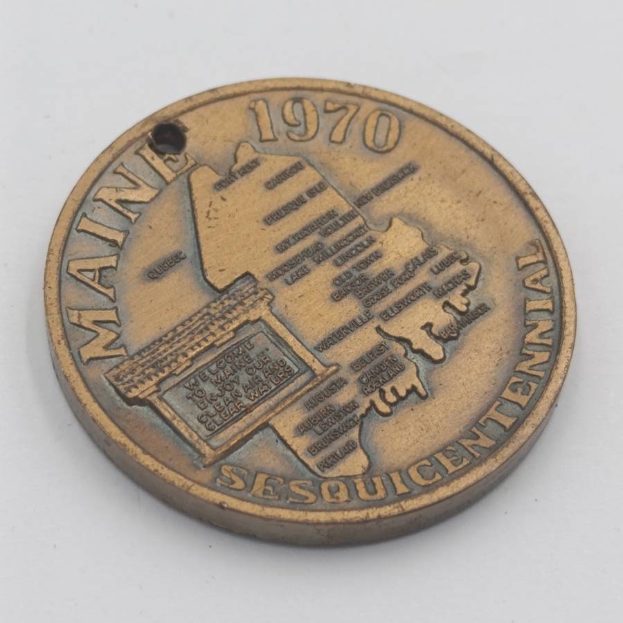 USA Maine 1970 Sesquicentennial prayer medallion - holed