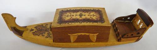 Wooden boat cigarette dispenser - as per photo