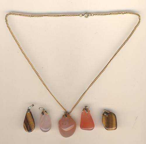 Necklace with 5 different stone pendants - as per photo