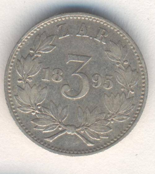 1895 ZAR Kruger 3d tickey - VF - as per photo