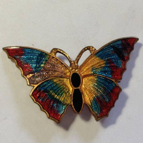 Vintage enamelled butterfly brooch