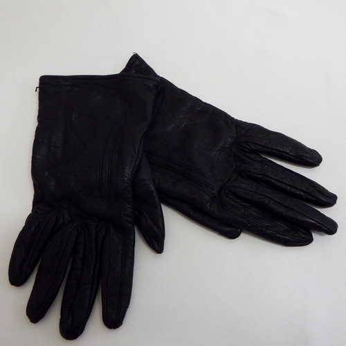 Vintage St. Michael black leather female gloves - Made in Great Britain - Size : 7 1/2