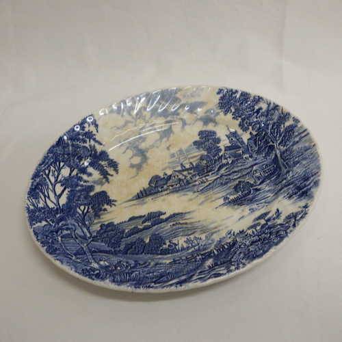 Staffordshire Ridgway blue porcelain platter - some cracking