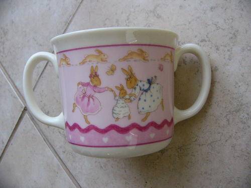 BUNNYKINS two handle cup in pink for girls.Brand new.