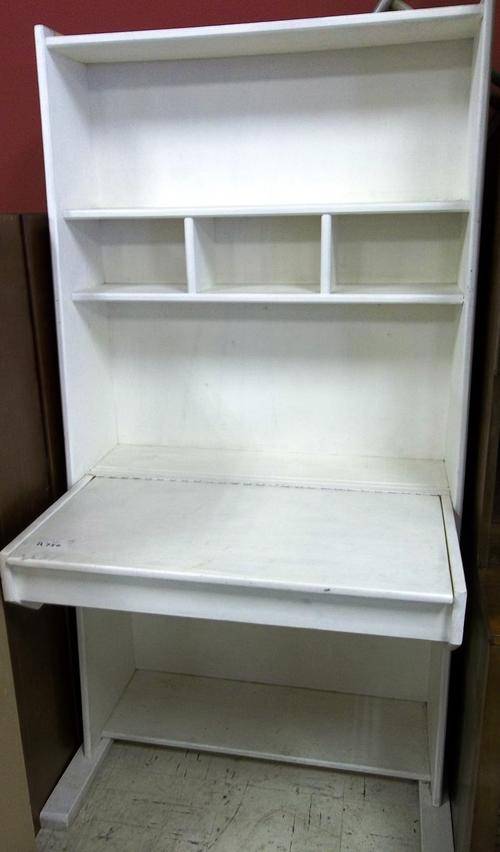 Tall white writing desk